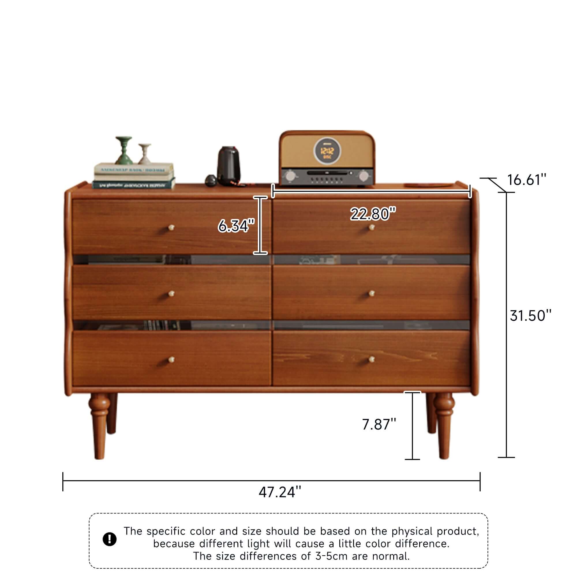 Solid wood chest with six or nine drawers for entryway storage and organization
