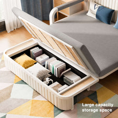 Two-Seaters Sofa Bed Cotton Linen Upholstered Storage with Square Arm