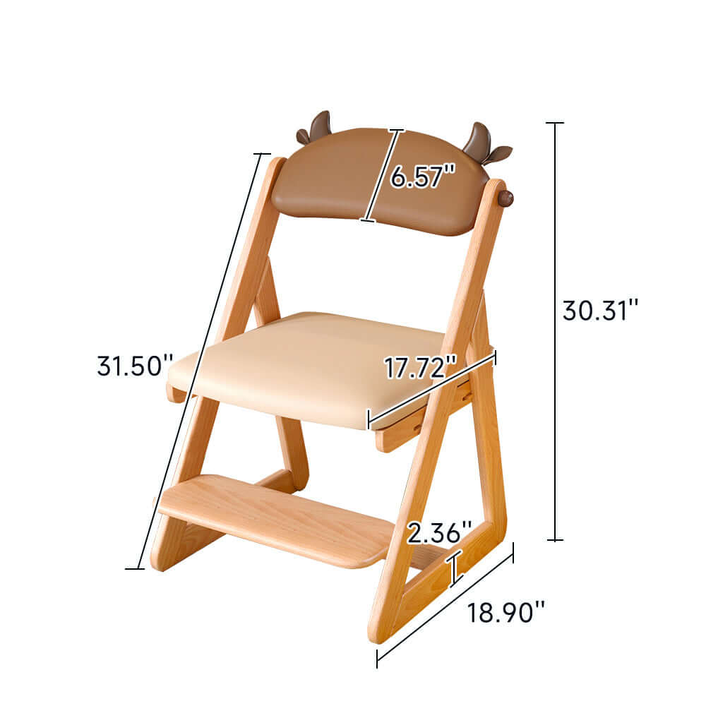 Adjustable height writing chair with backrest for comfortable learning and study