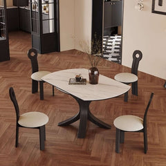 Luxury Sintered Stone Square to Round Convertible Telescopic Marbling Dining Table