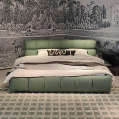 Modern Upholstered King Bed Available in Leather & Suede Fabric