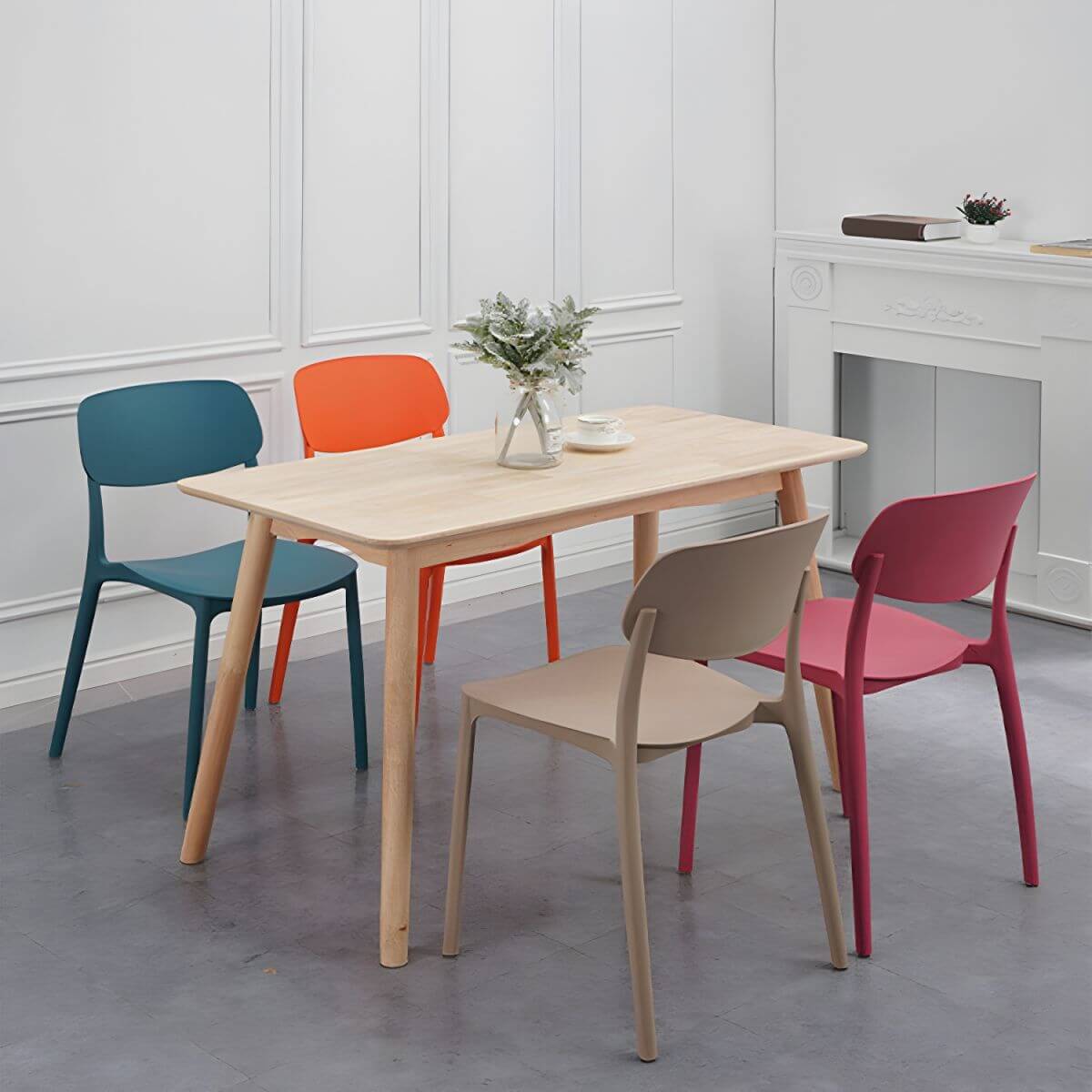 Scandinavian style stackable plastic and acrylic dining side chair for kitchen and dining