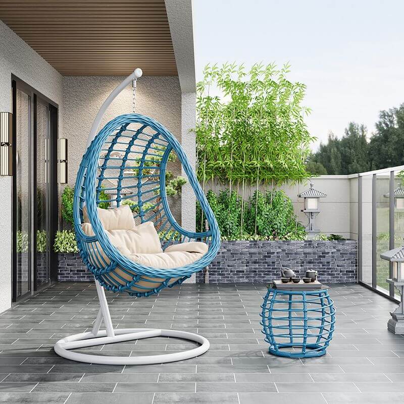 Tropical alloy framed porch swing egg chair with stand and chain included