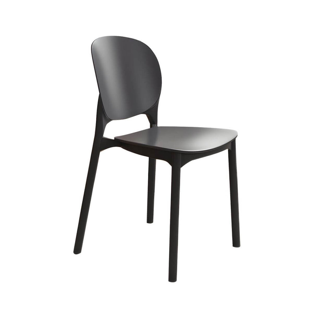 Stackable Scandinavian side chair with open back made of plastic and acrylic for dining
