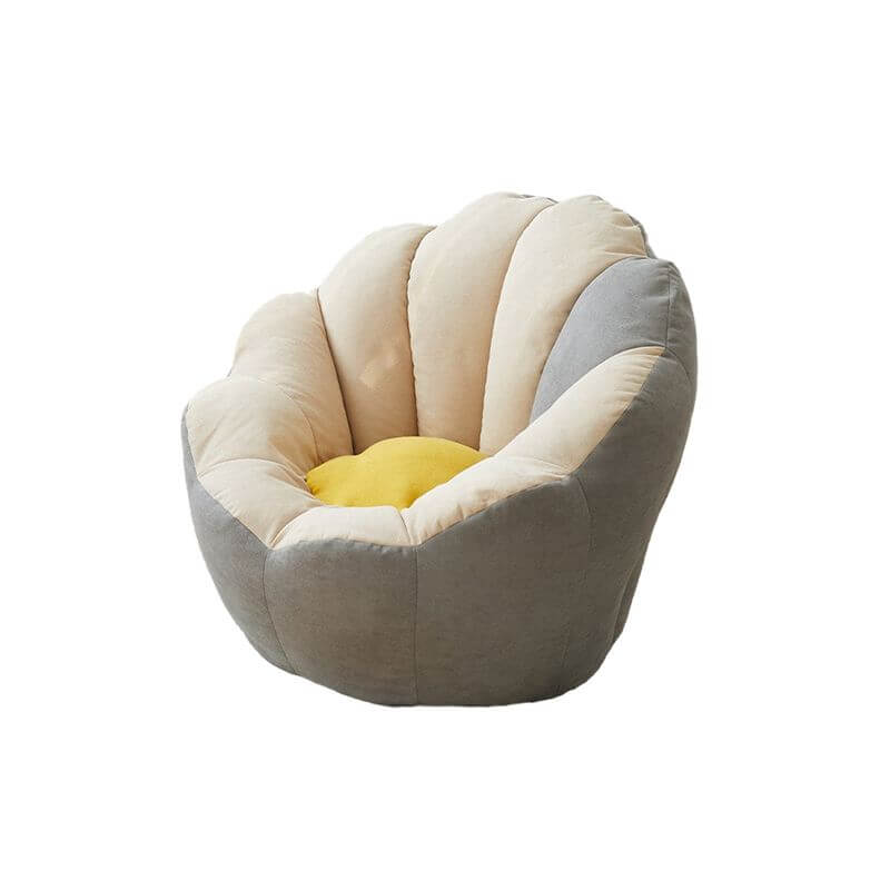 Lemon color cotton blend Papasan chair with slipcover and sewn pillow back accent
