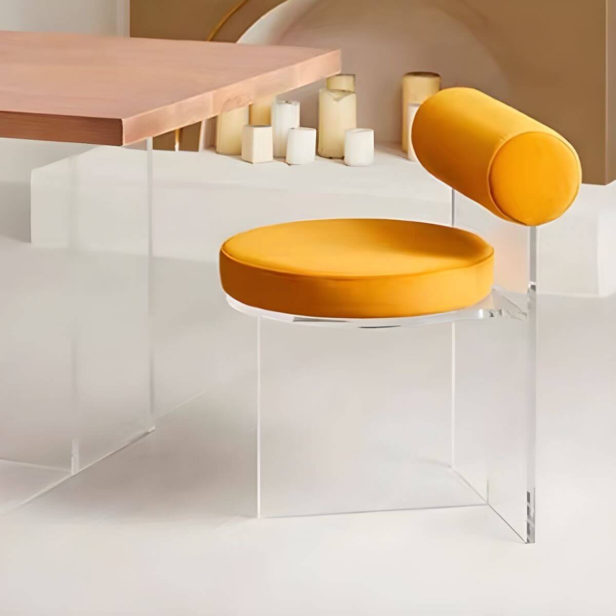 Acrylic contemporary dining chair with solid back, perfect for modern dining rooms main product image Imagen principal del producto