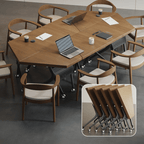 Portable conference table with 360-degree silent wheels for dynamic work environments