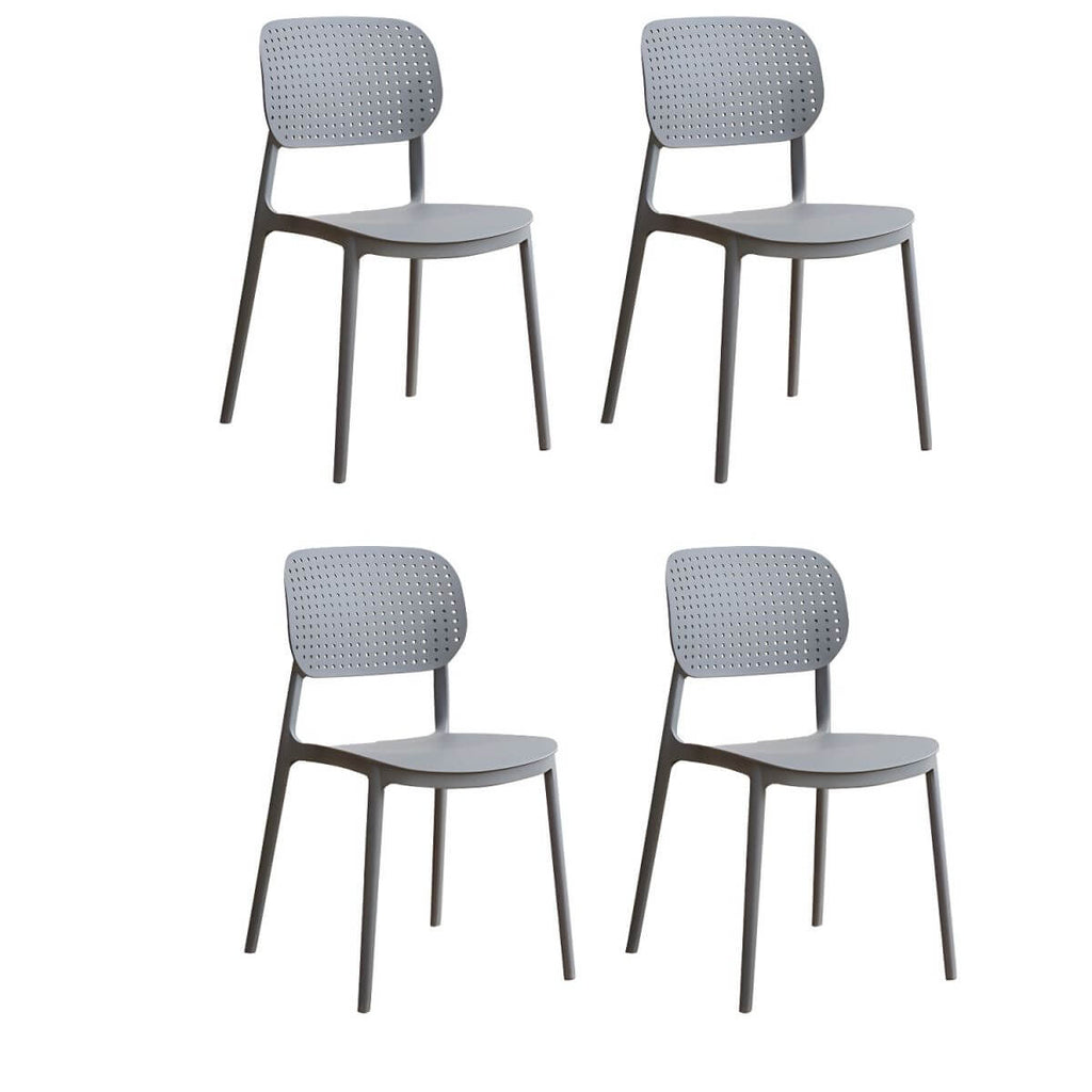 Stackable Scandinavian style plastic and acrylic side chair with low back for dining