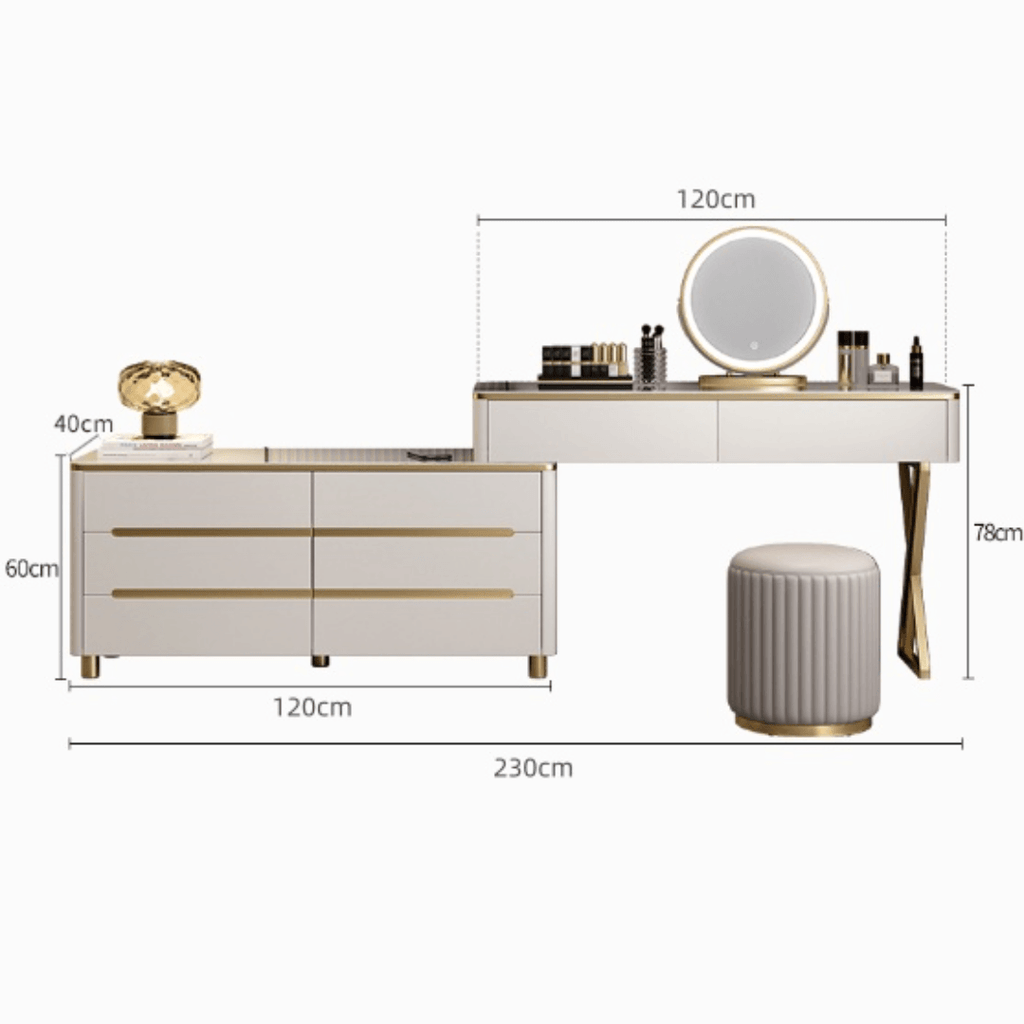 Modern minimalist makeup vanity with storage cabinet, perfect for stylish and elegant spaces