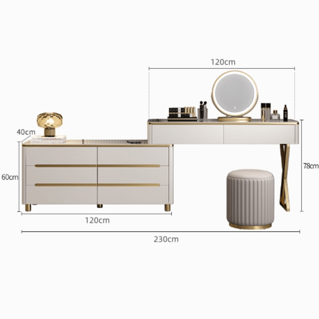 Modern minimalist makeup vanity with storage cabinet, perfect for stylish and elegant spaces