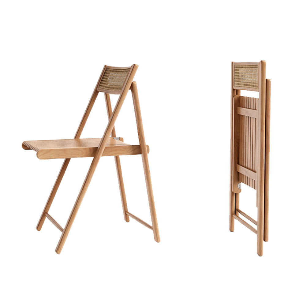 Foldable solid wood dining table and chairs set with built-in storage space for compact living