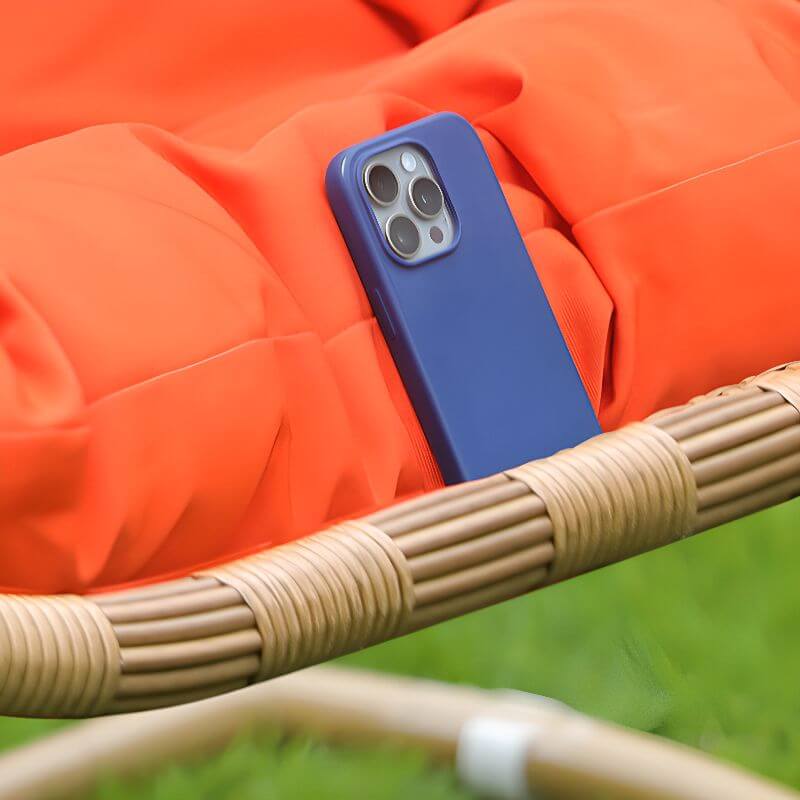 Metal stand porch swing with tropical unfinished color, pads, and chain for two swings