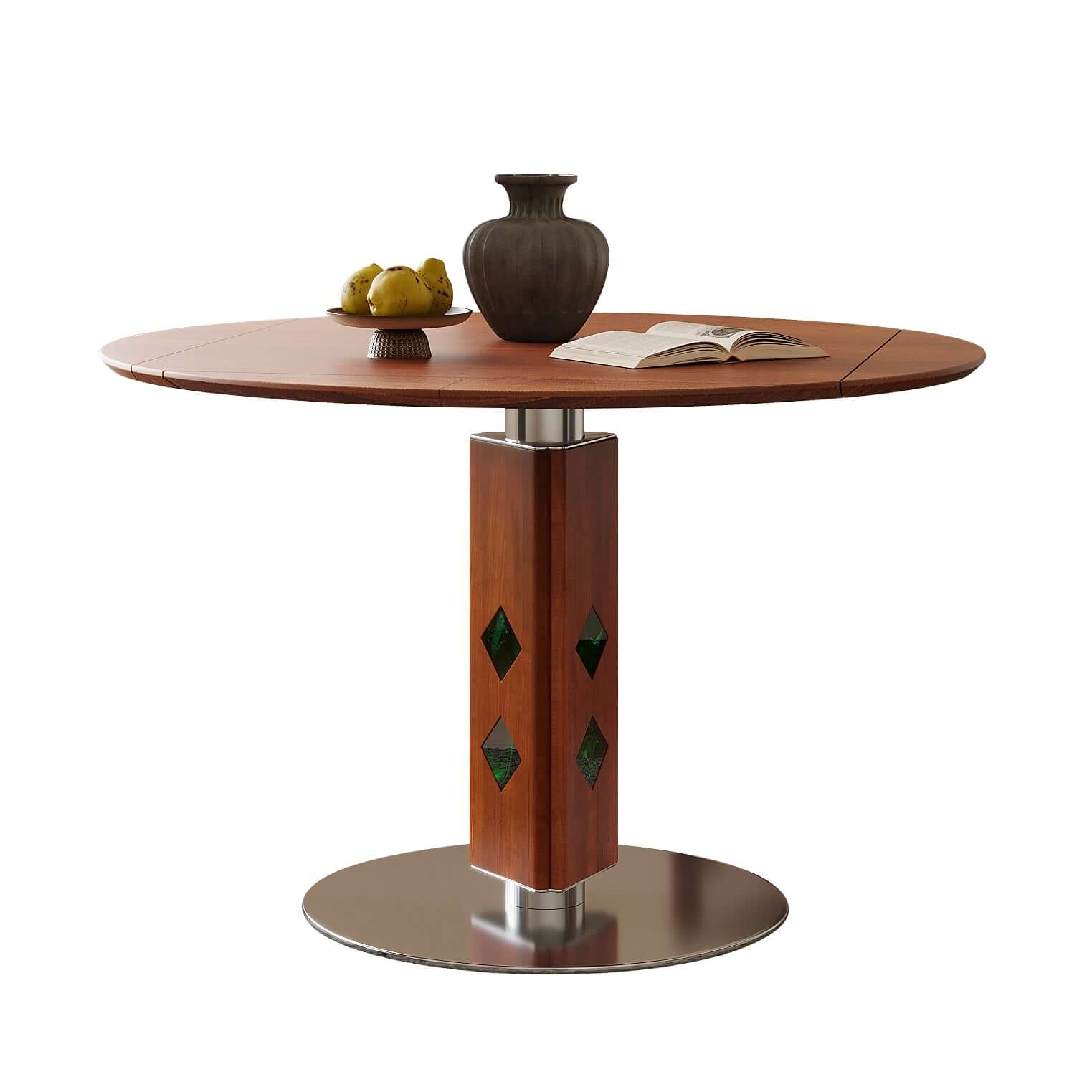 Round foldable dining table with French vintage design, perfect for small spaces and easy storage