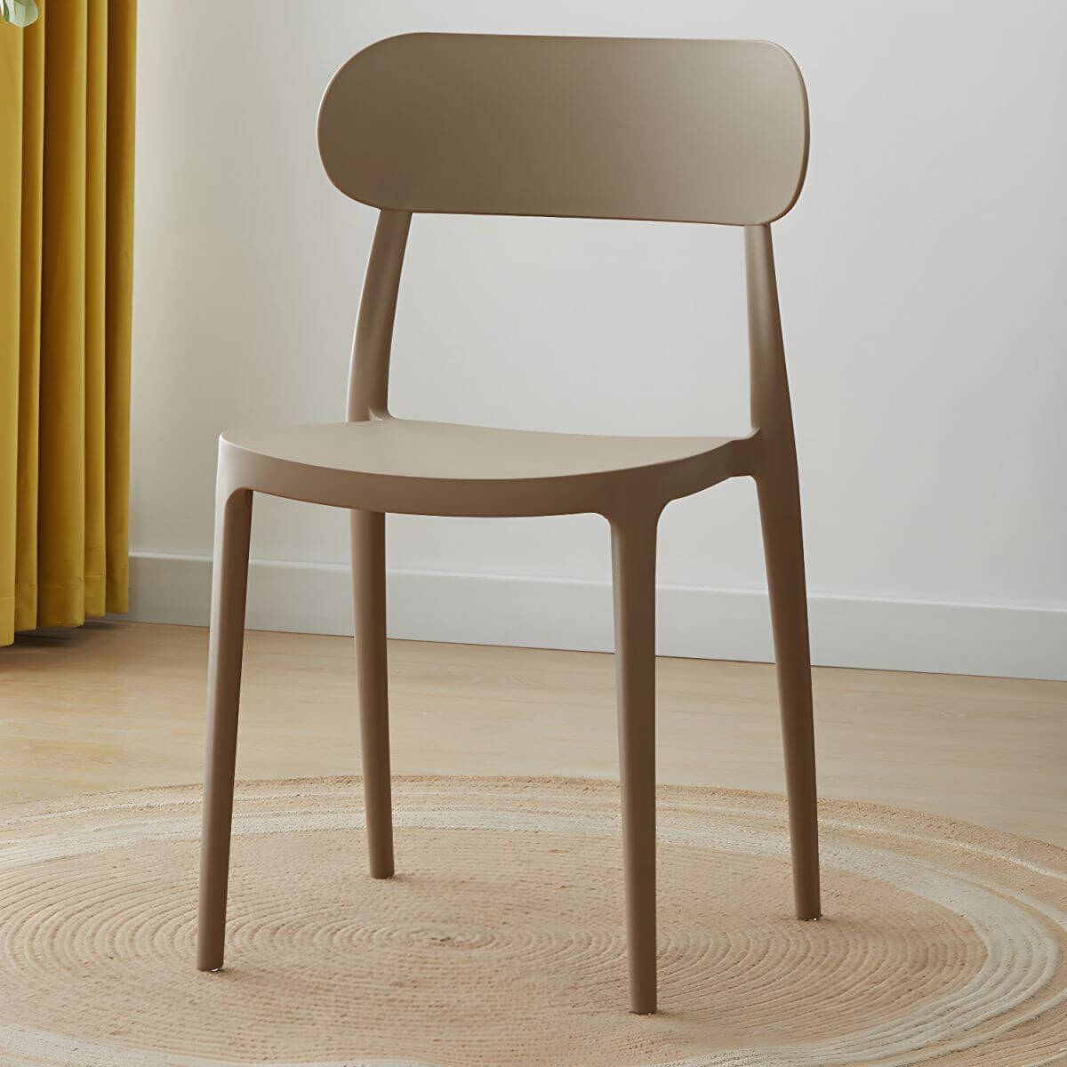 Modern Scandinavian dining chair made of plastic and acrylic, perfect for kitchen and dining areas