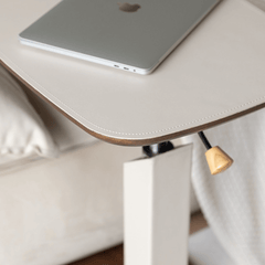 Versatile Movable End Table in Classic Beige Saddle Leather for Cozy Spaces