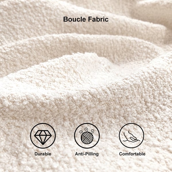 White modern L-shaped modular boucle sectional sofa loveseat with wood legs