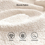 White modern L-shaped modular boucle sectional sofa loveseat with wood legs