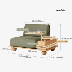 Full-size sleeper sofa with storage and table in multiple colors