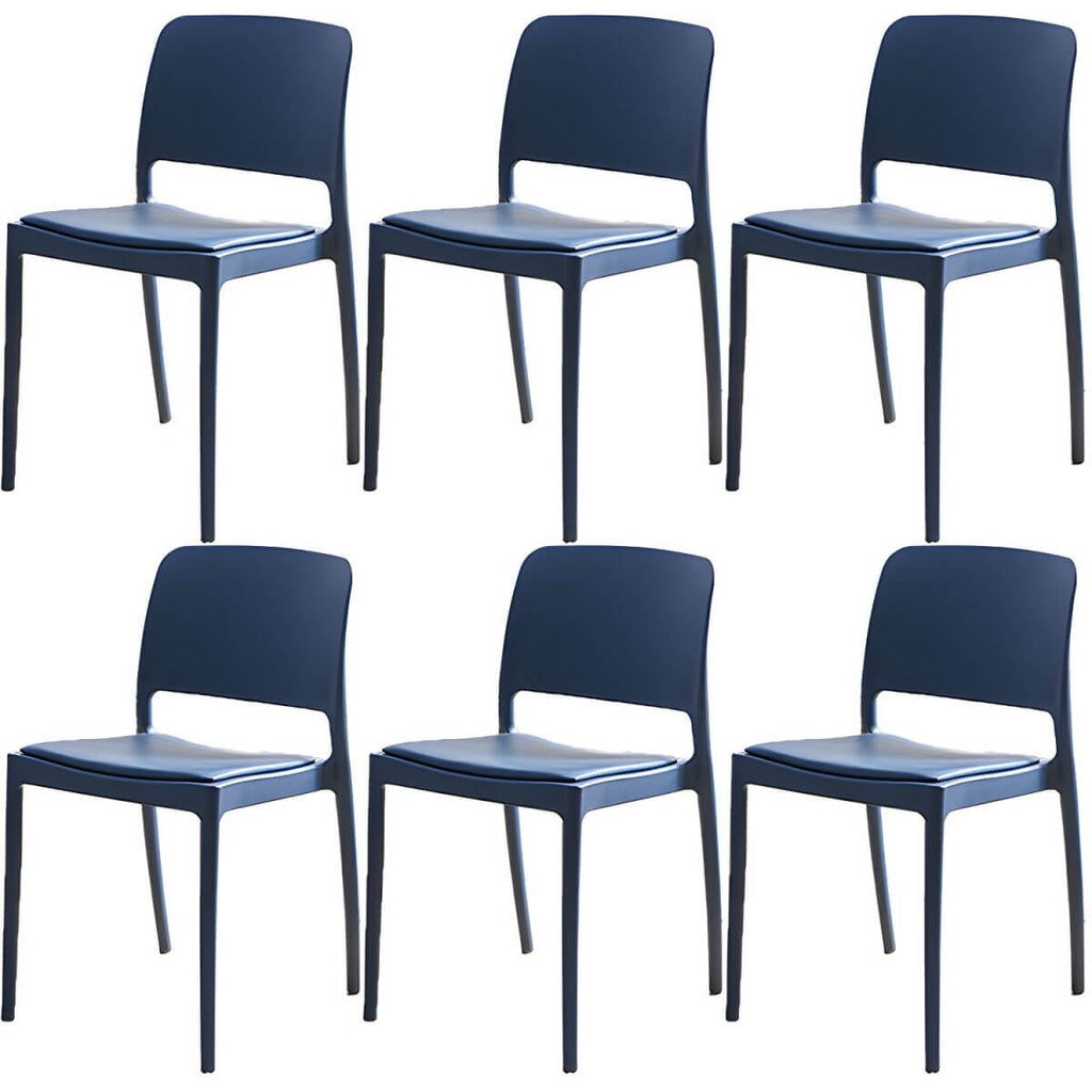 Scandinavian plastic and acrylic dining chair with low backrest and armless design