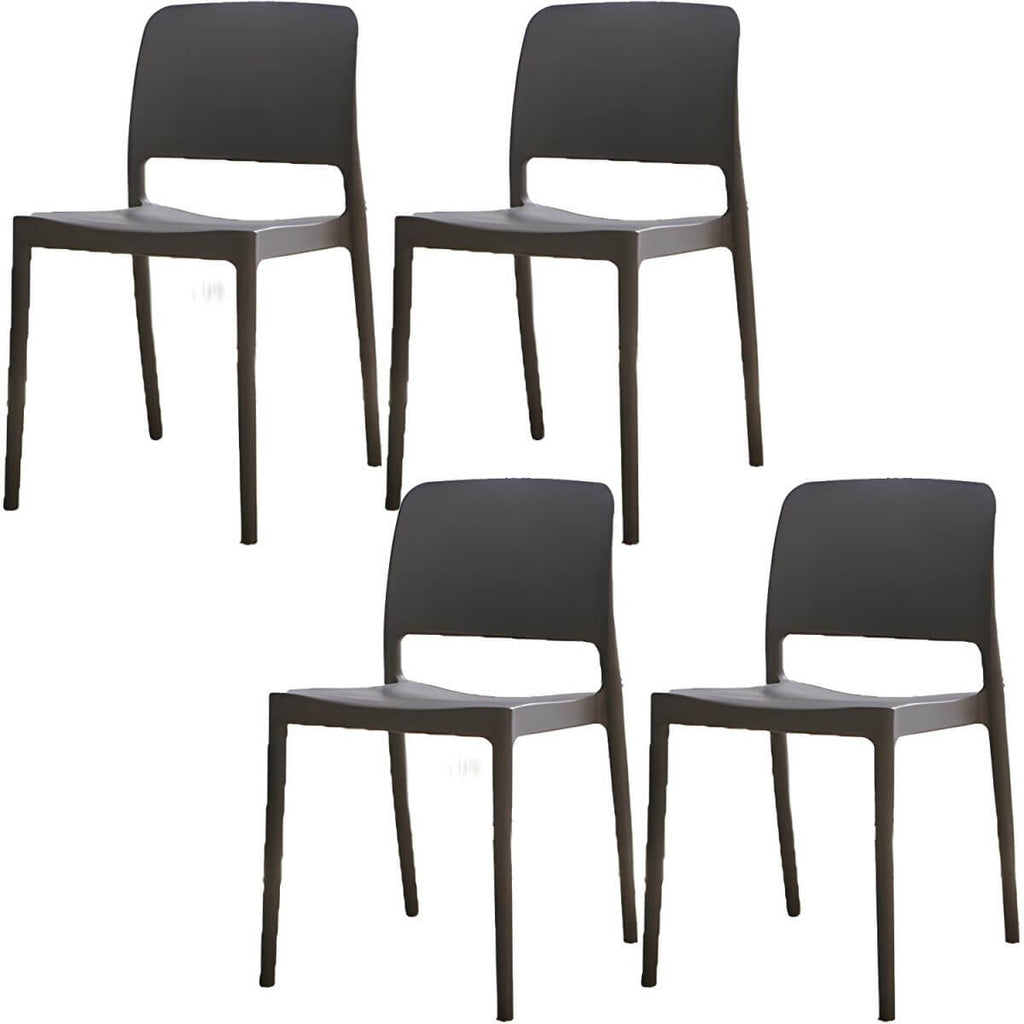 Scandinavian plastic and acrylic dining chair with low backrest and armless design