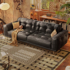 French Vintage Leather Sofa Luxurious Comfort