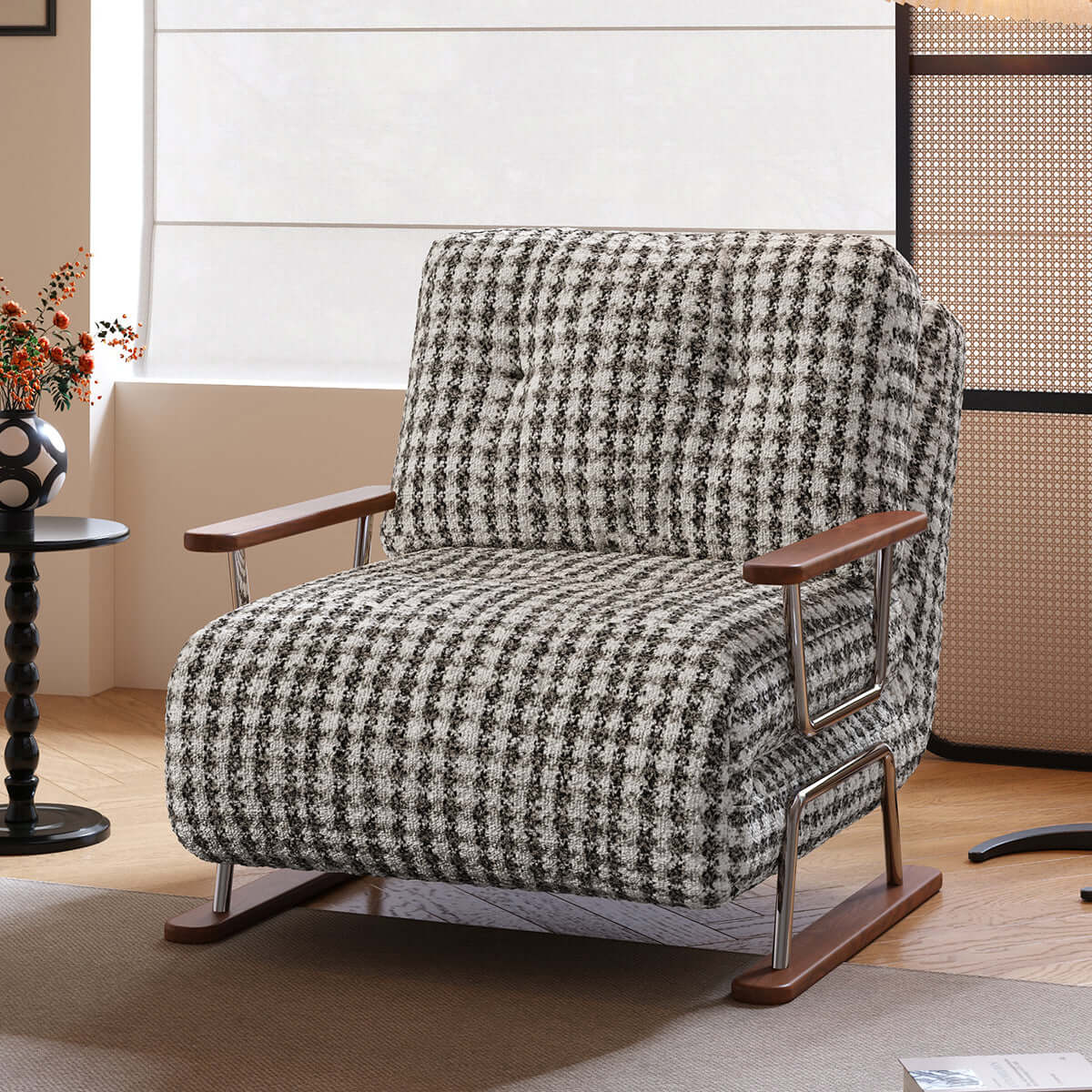 Cocochairs Checkered Sleeper Sofa – 4-in-1 Convertible Folding Chair Bed for Small Spaces