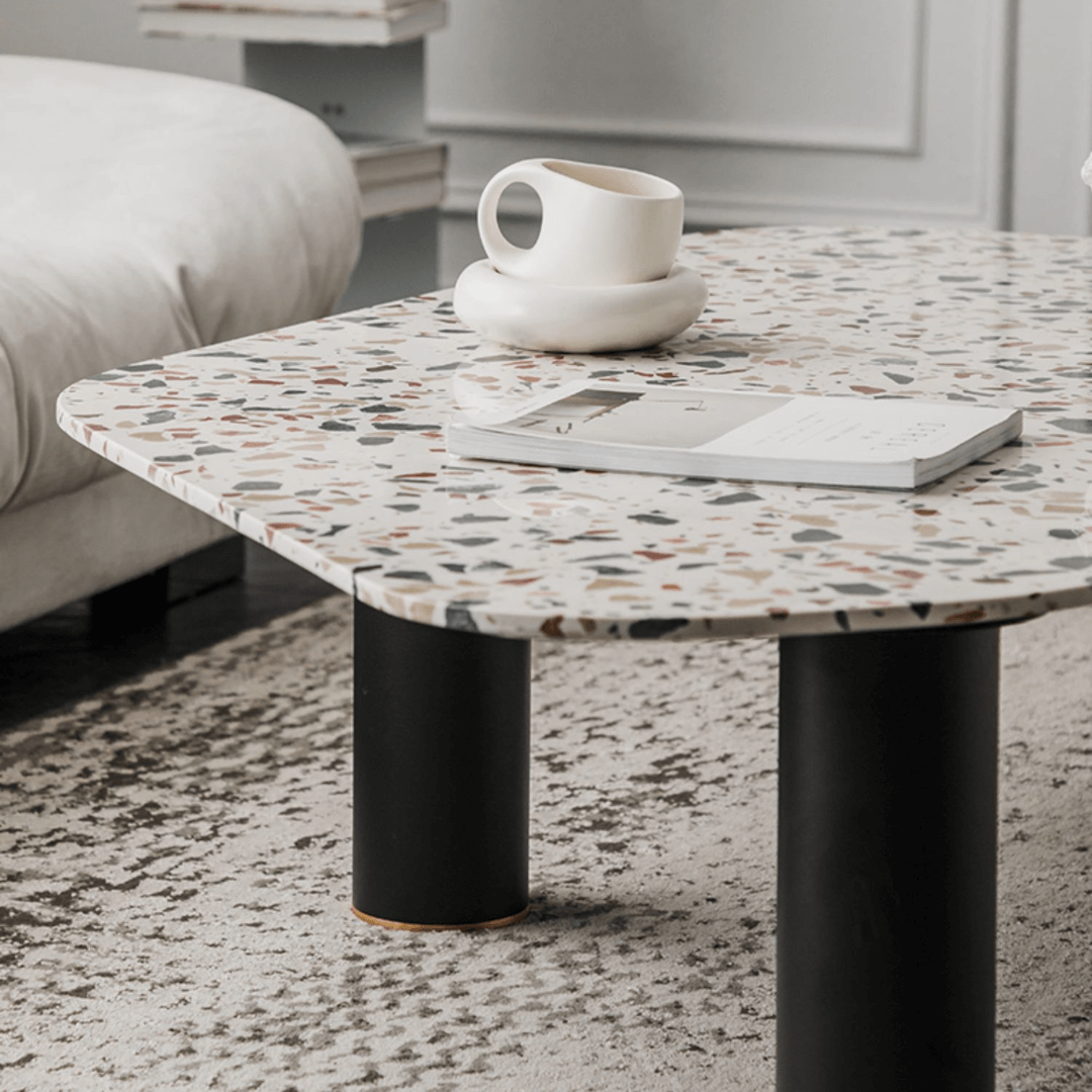 Terrazzo coffee table with contemporary design, perfect for small homes and chic office spaces