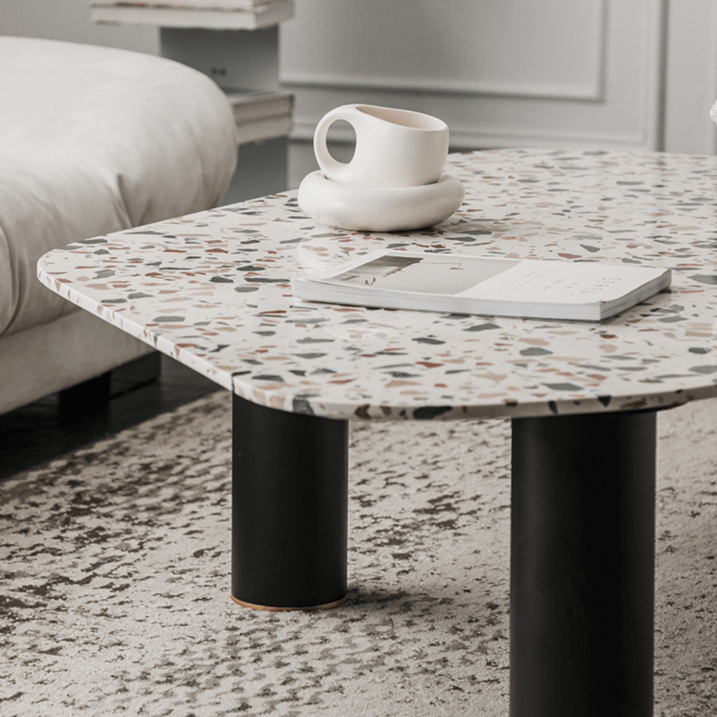 Terrazzo coffee table with contemporary design, perfect for small homes and chic office spaces