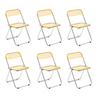 Scandinavian style dining chair with silver metal legs and plastic acrylic seat