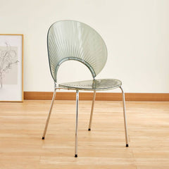 Scandinavian Style Stackable Plastic & Acrylic Side Chair with Silver Legs Dining Chairs