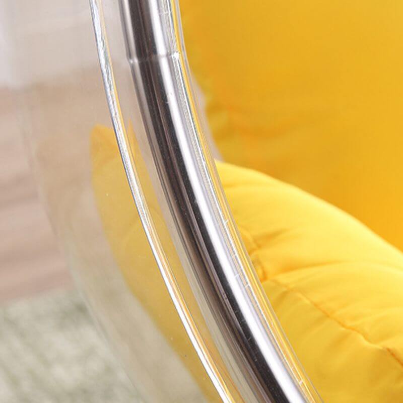 Blue and ruby transparent porch swing with alloy stand, cushions, and chain