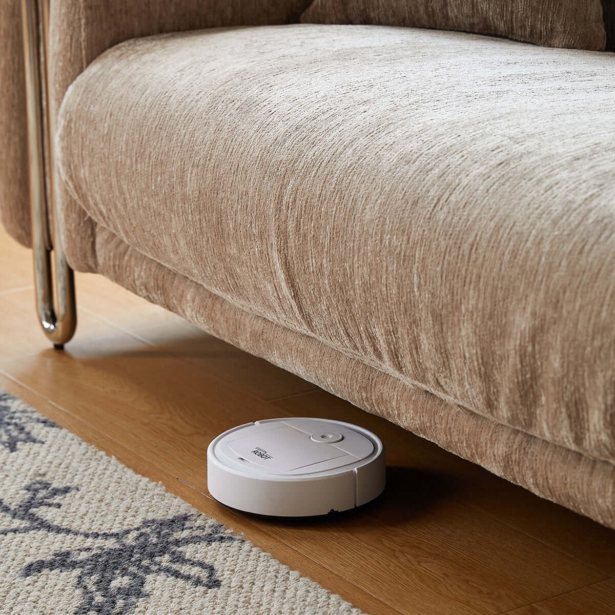 Contemporary chenille lounge sofa featuring a removable couch cover for easy cleaning