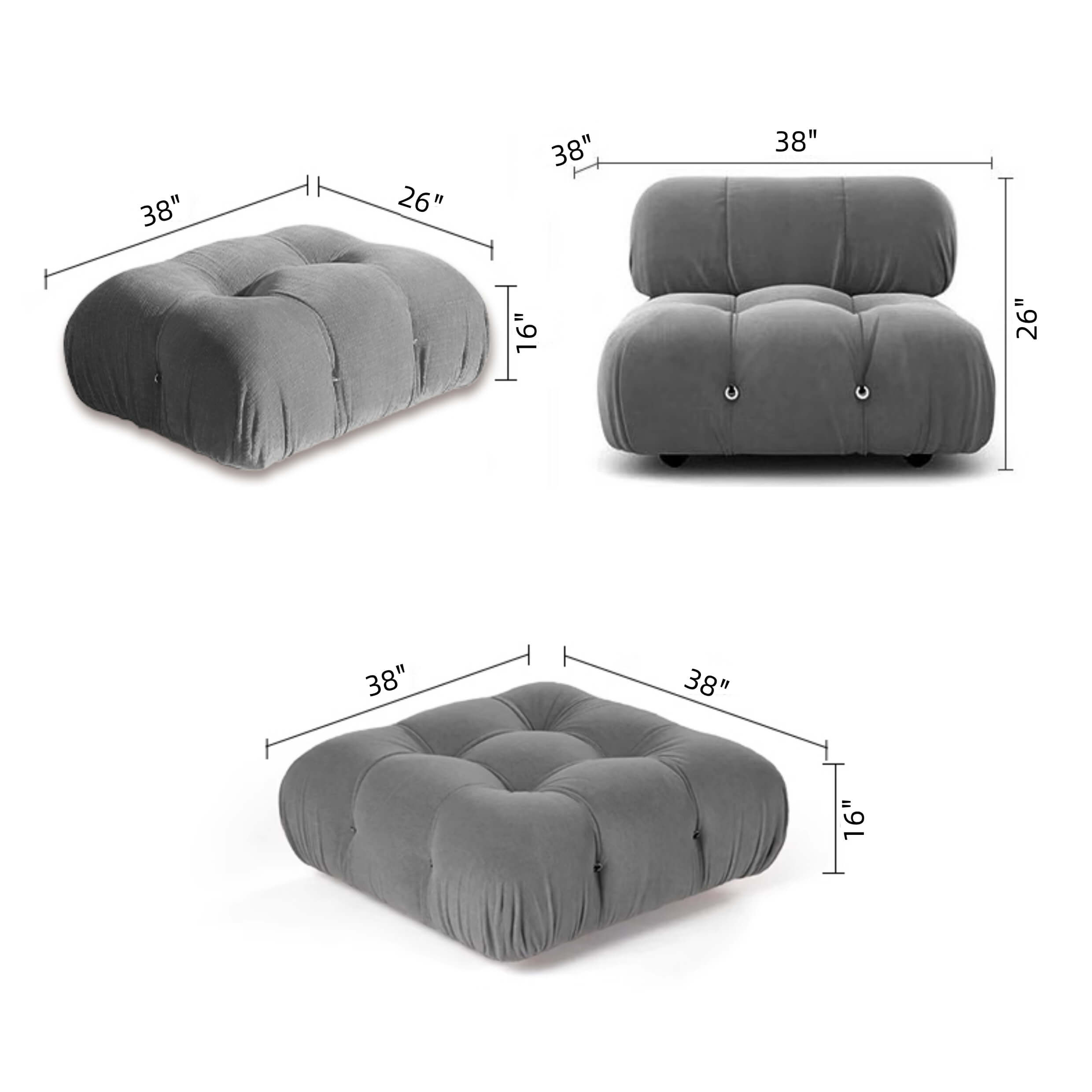 Velvet 3-seater sofa with left or right hand facing chaise, perfect for stylish living rooms