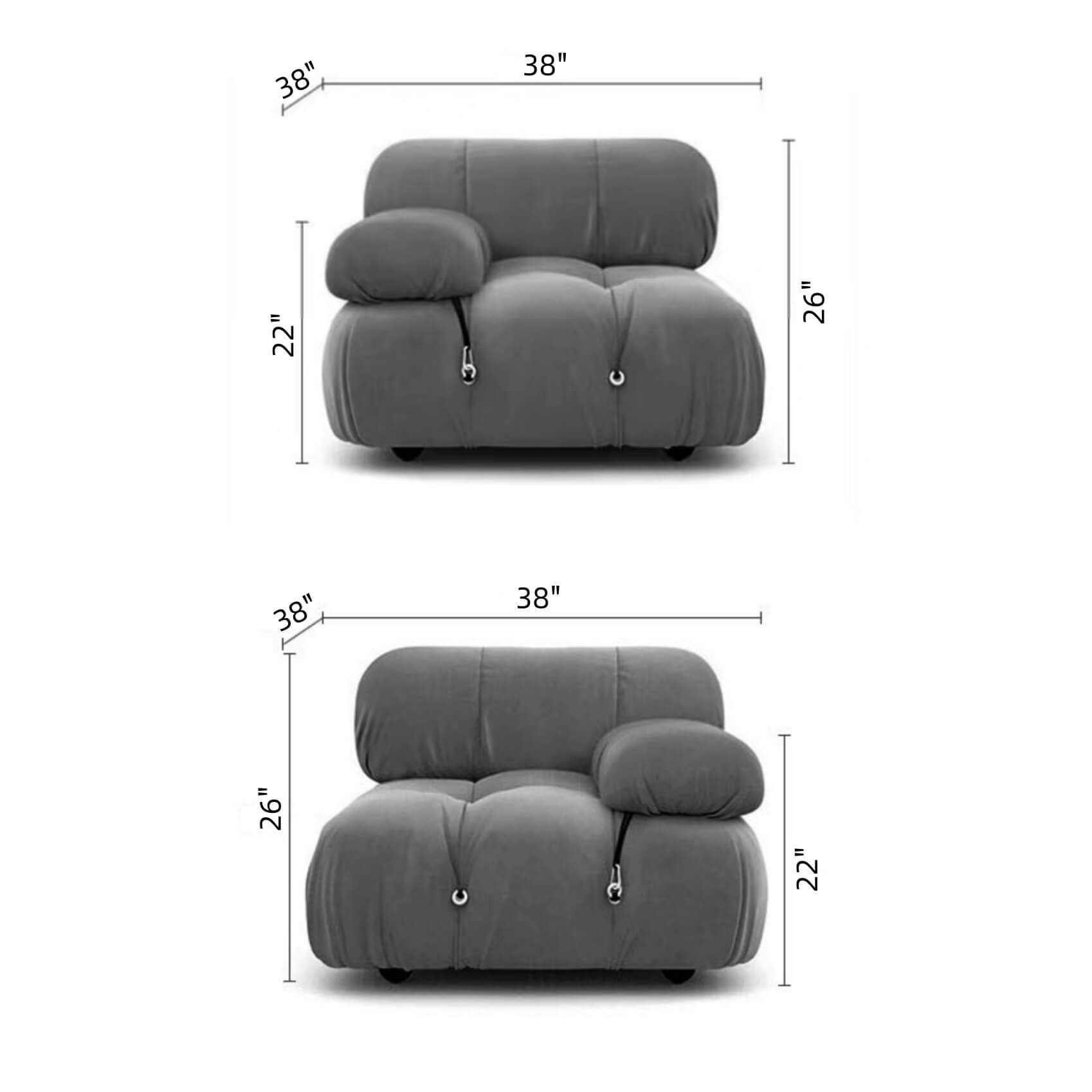Velvet 3-seater sofa with left or right hand facing chaise, perfect for stylish living rooms