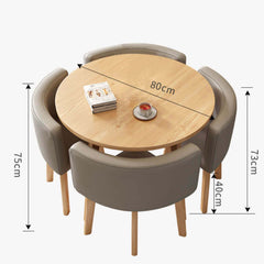 40" Round Wooden Dining Table Set For 4 Chairs