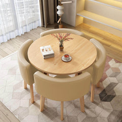 40" Round Wooden Dining Table Set For 4 Chairs