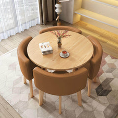 40" Round Wooden Dining Table Set For 4 Chairs