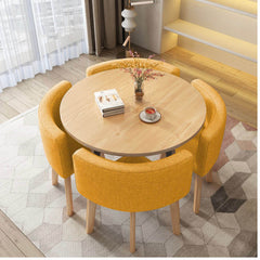 40" Round Wooden Dining Table Set For 4 Chairs