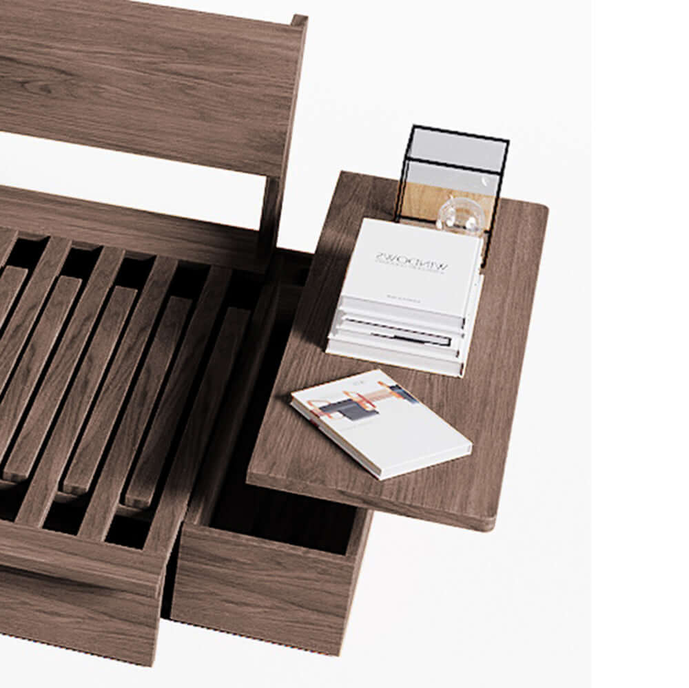 Modern pull-out floor sofa bed with reversible armrests and lift-top storage for space-saving comfort