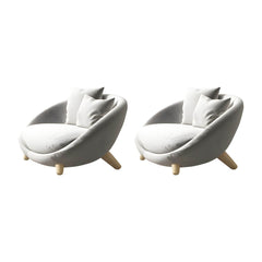 Scandinavian 34.6"Wide Cotton Blend Fixed Back Sloped Arms Papasan Chair with 2 Pillows Accent Chairs