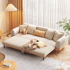 Three-Seater Upholstered Sleeper Sofa Retractable Solid Wood Frame