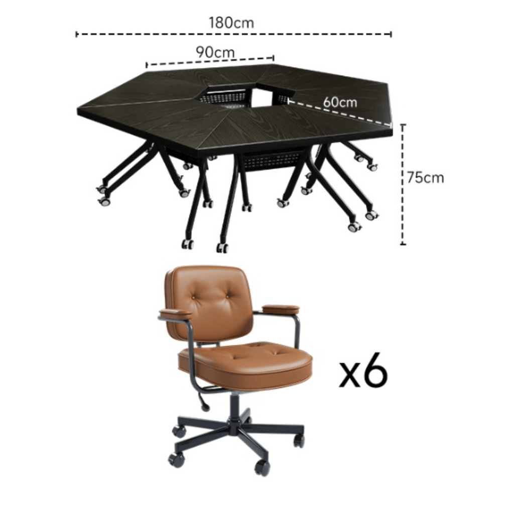 Black folding conference table with 360-degree casters for flexible workspace setups