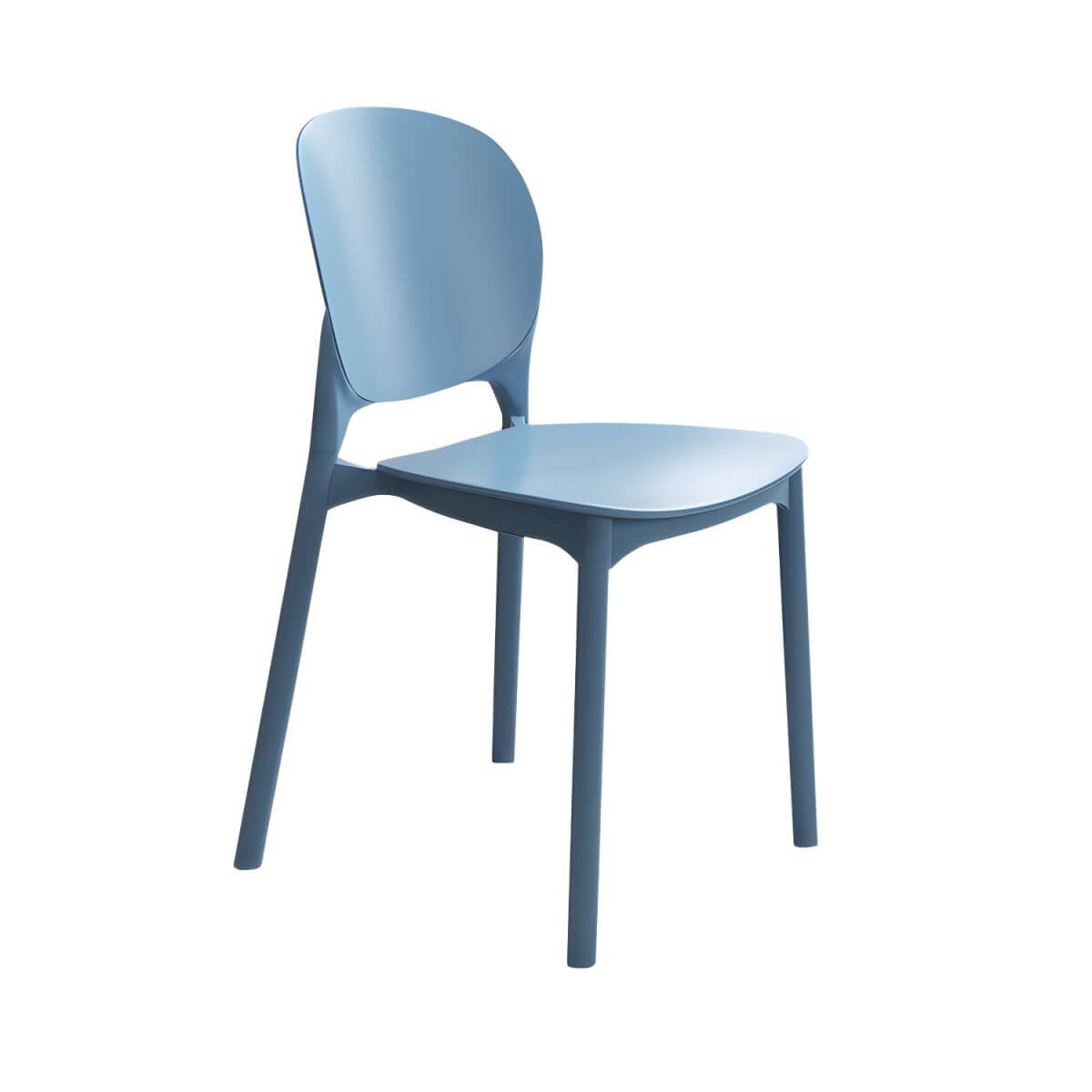 Stackable Scandinavian side chair with open back made of plastic and acrylic for dining