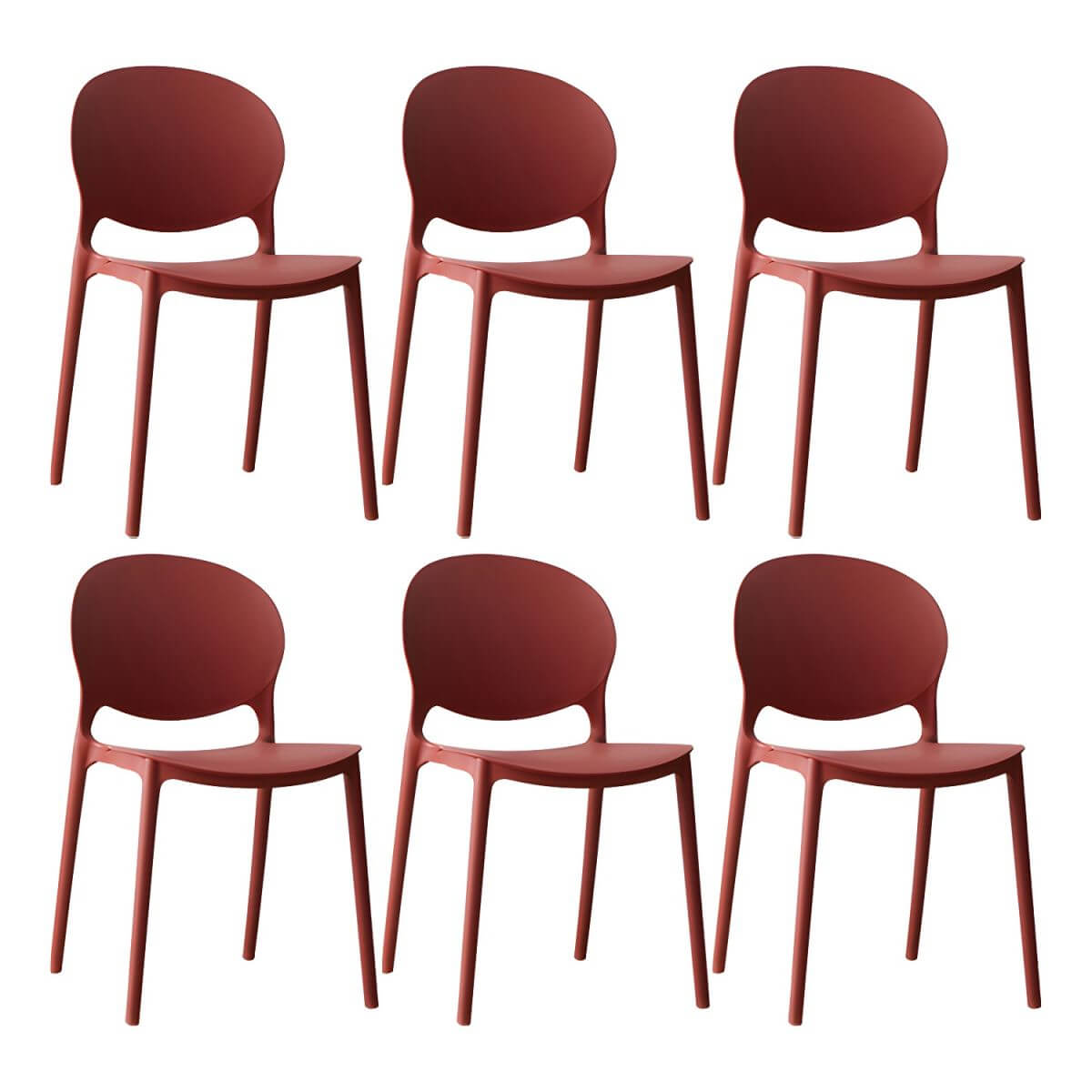 Scandinavian plastic dining chair with open back and four legs, ideal for home use