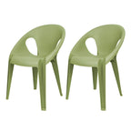 Stackable modern arm chair with open back made of plastic and acrylic for dining
