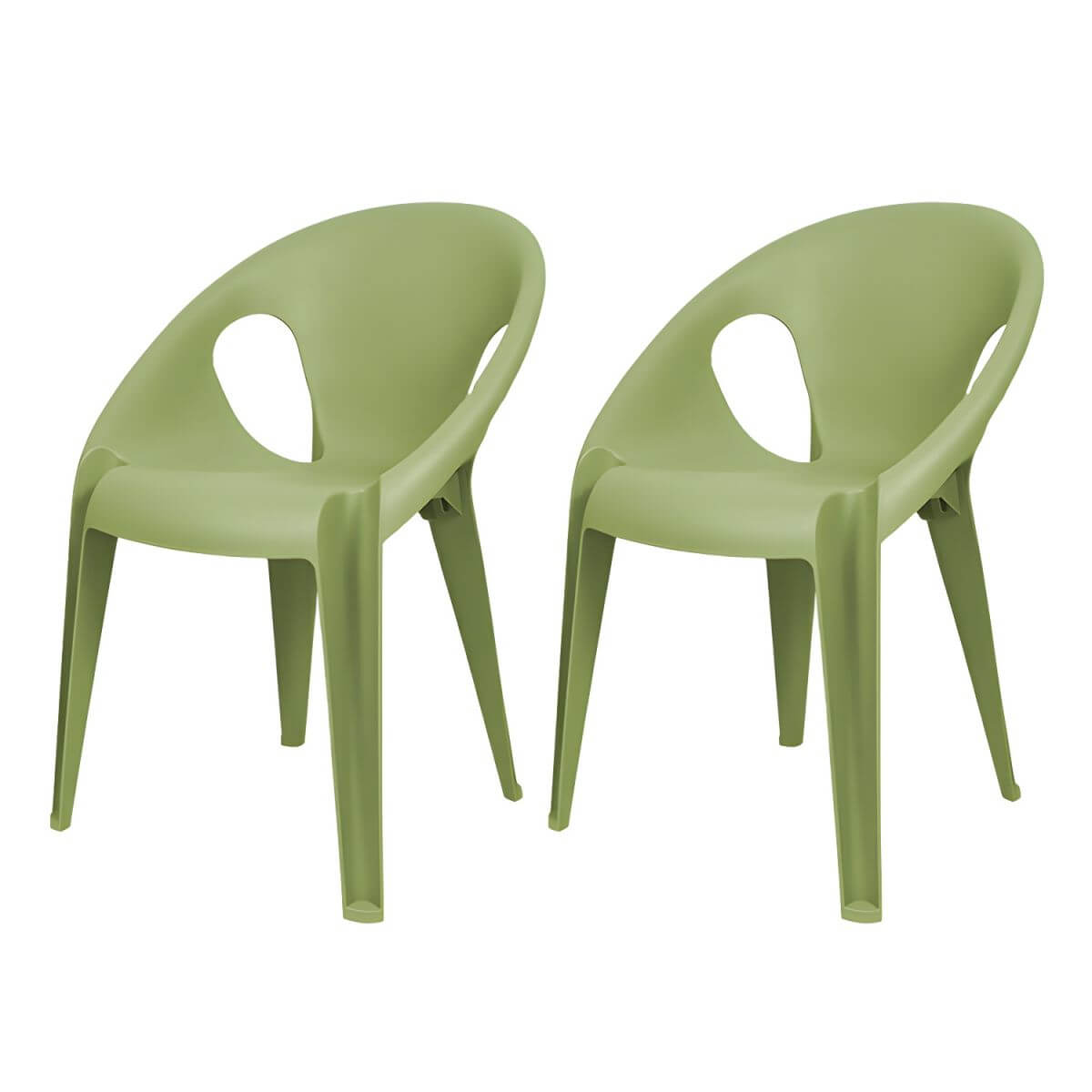 Stackable modern arm chair with open back made of plastic and acrylic for dining