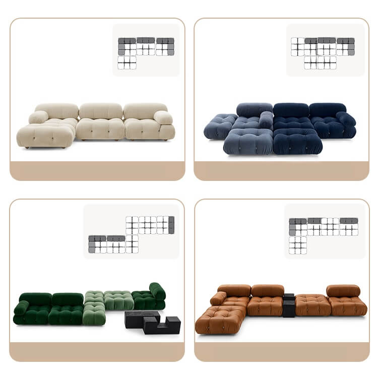 Velvet 3-seater sofa with left or right hand facing chaise, perfect for stylish living rooms