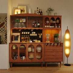 Vintage Sideboard aus Massivholz Geräumiger Aufbewahrungs- und Vitrinenschrank