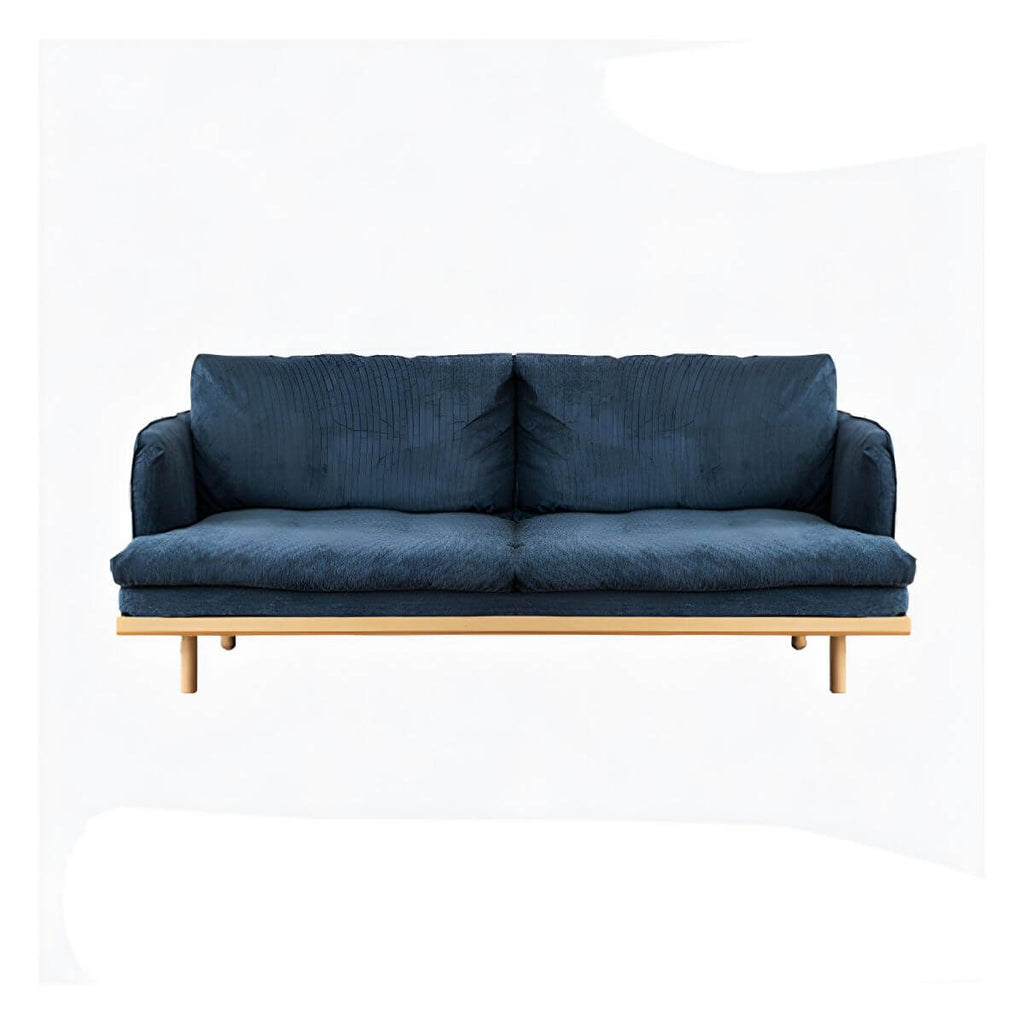 Modern polyester sofa settee with recessed arms and tight back, ideal for living room seating