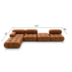 Sofá de 3 plazas de terciopelo con chaise orientable a izquierda o derecha